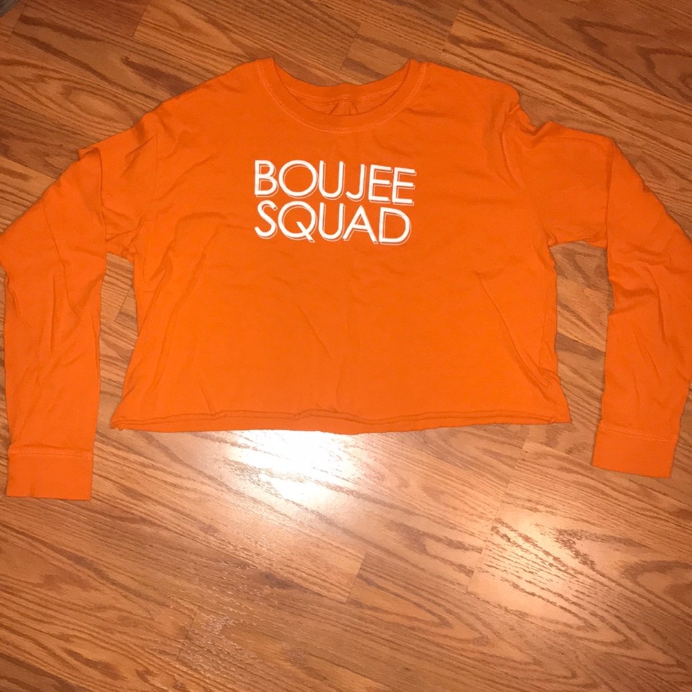 Long sleeve, size Medium, orange crop top